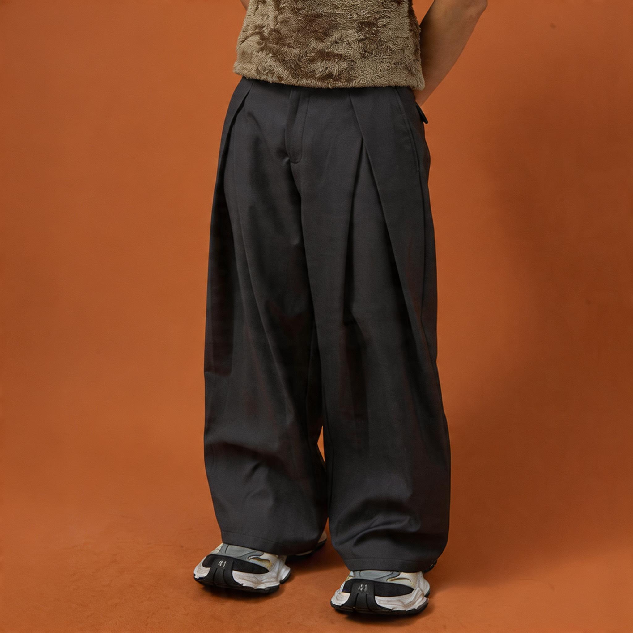 Men's Pleated Wide Leg Dress Pants