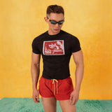 Black Vintage Portrait Print Slim Tees
