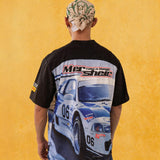 Men's Blue Black Racing Print Tee