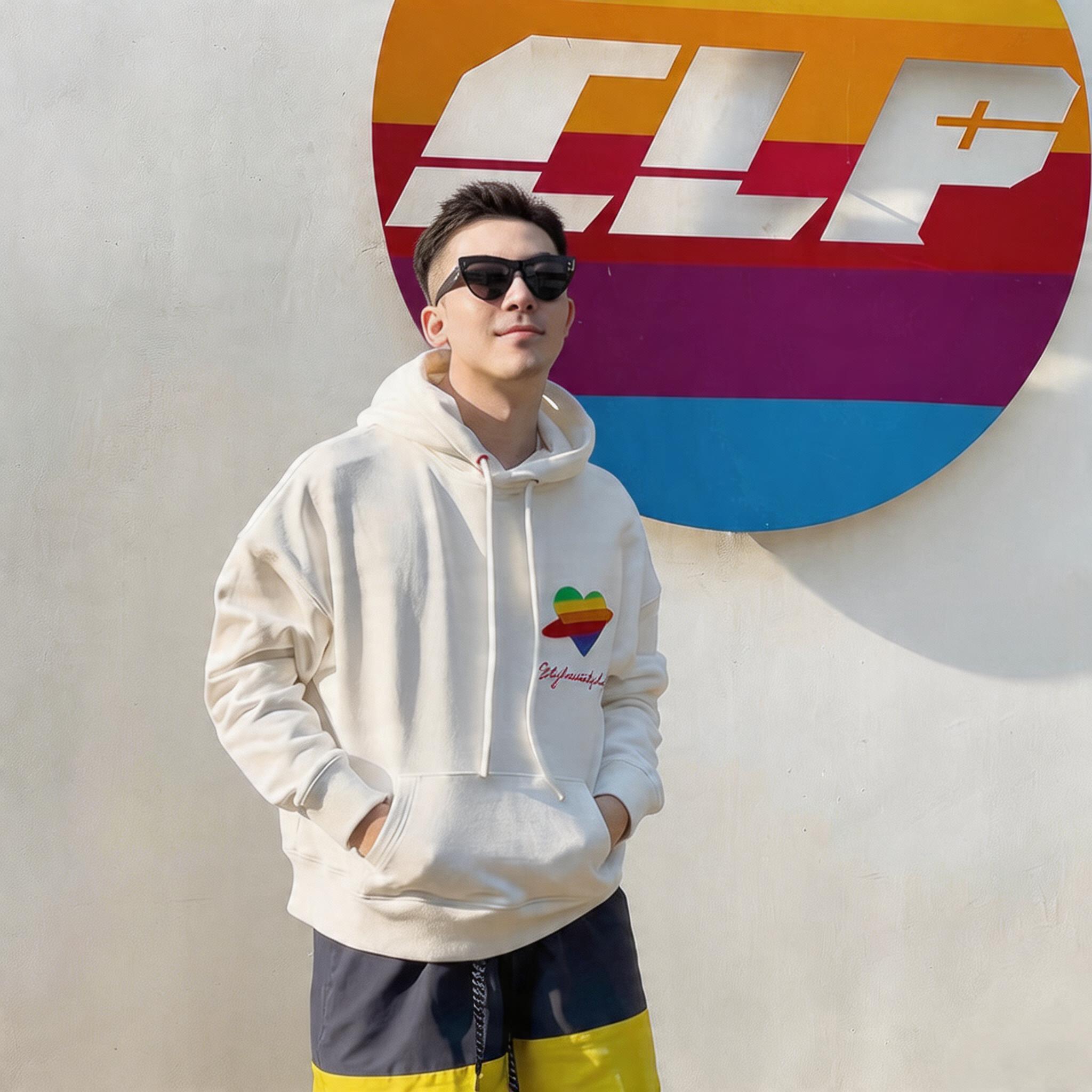 Loose Rainbow Heart Couple Hoodies