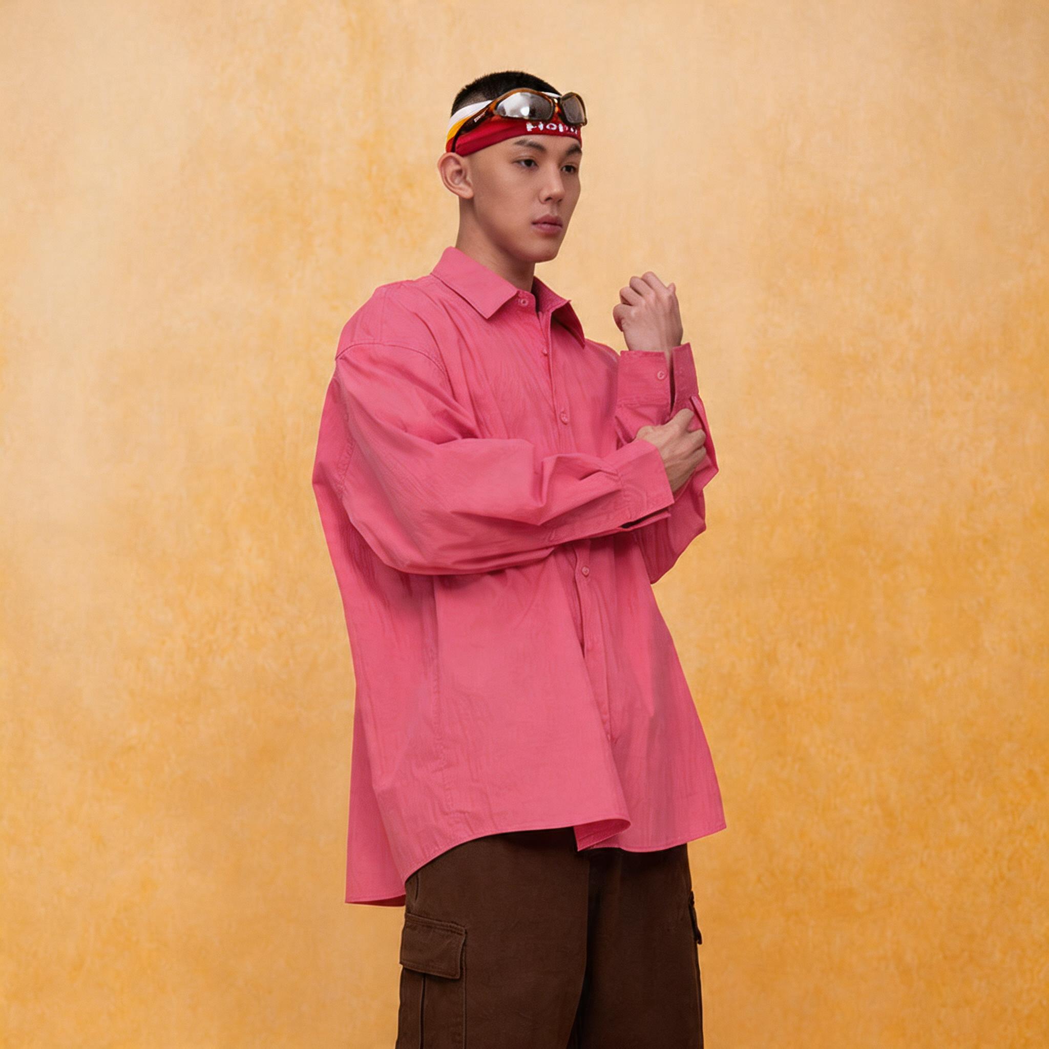 Men's Red White Blue Oversized Shirts