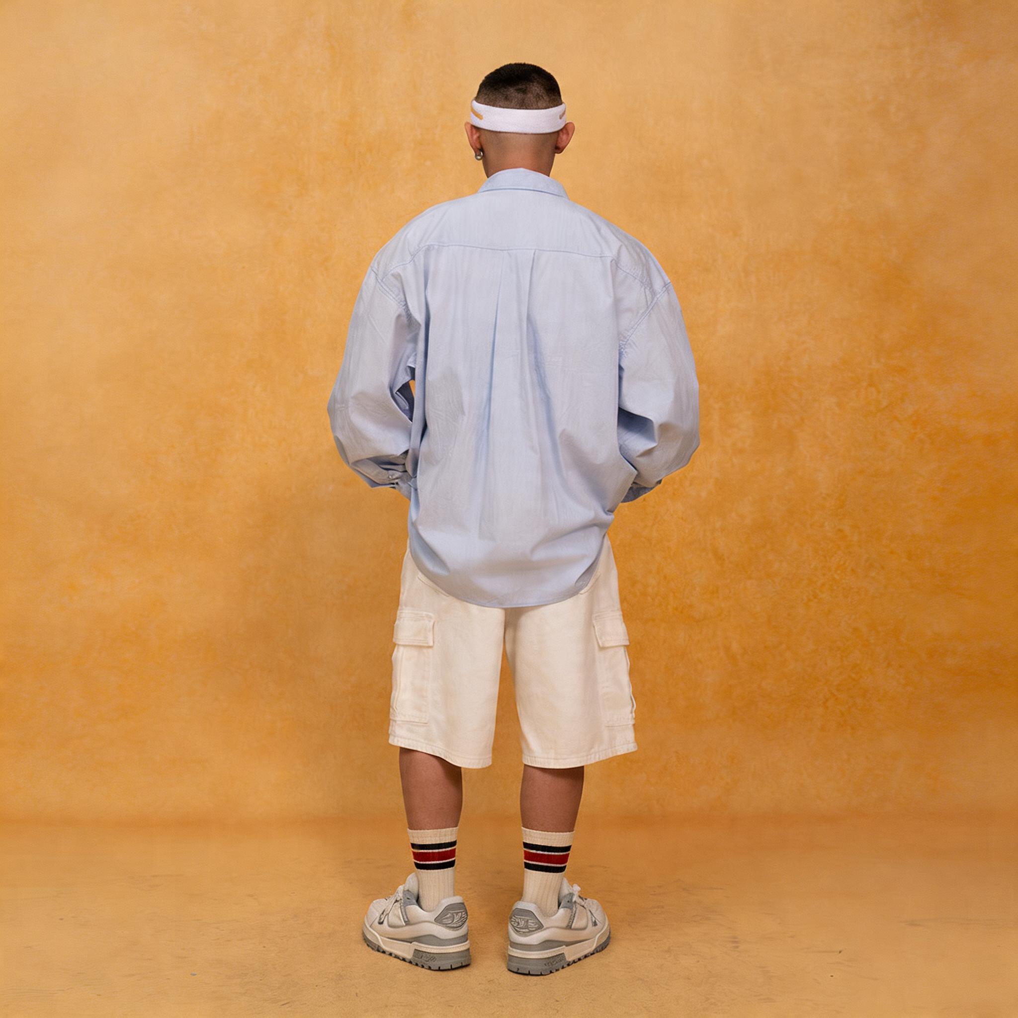 Men's Red White Blue Oversized Shirts