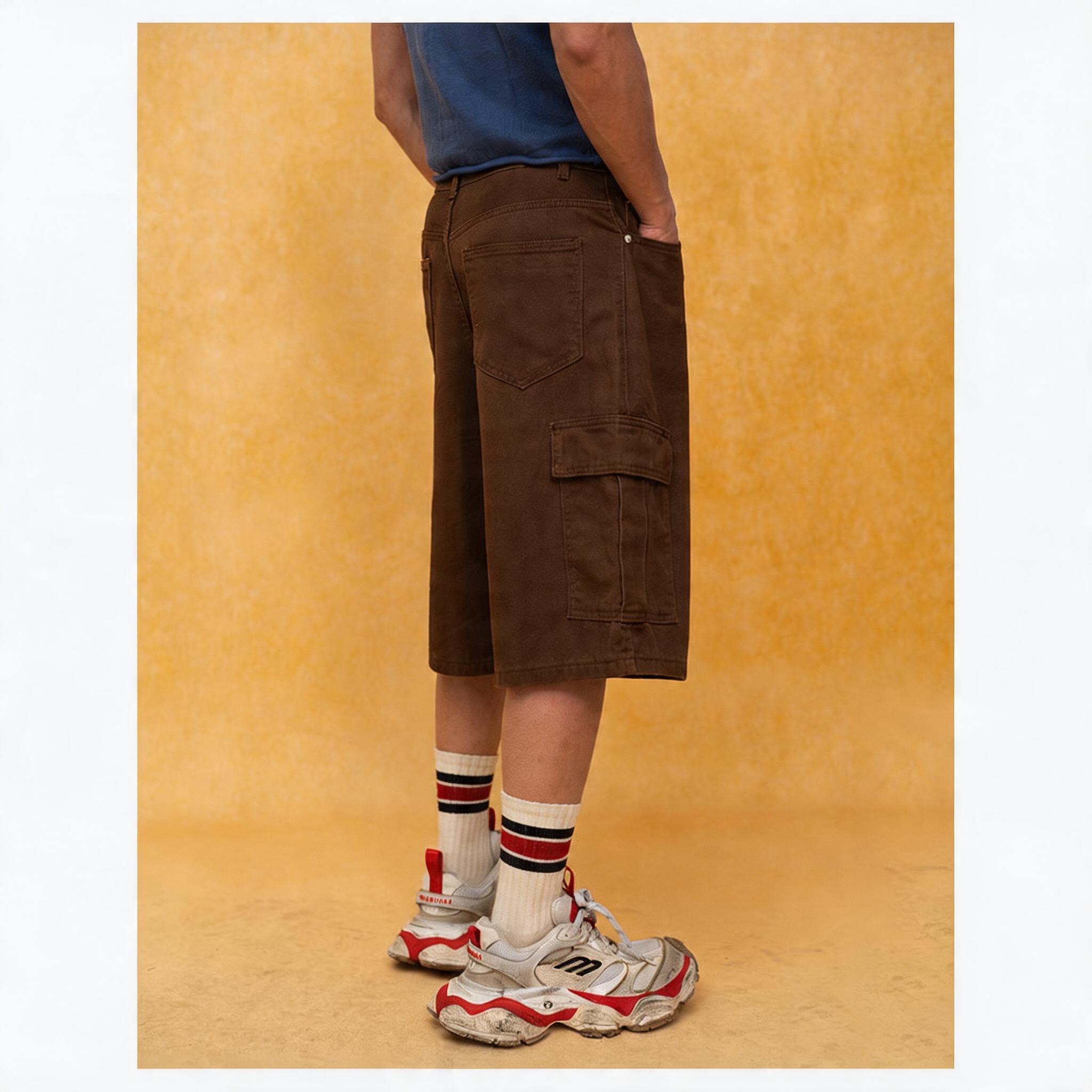 Men's Vintage Loose Cargo Denim Shorts