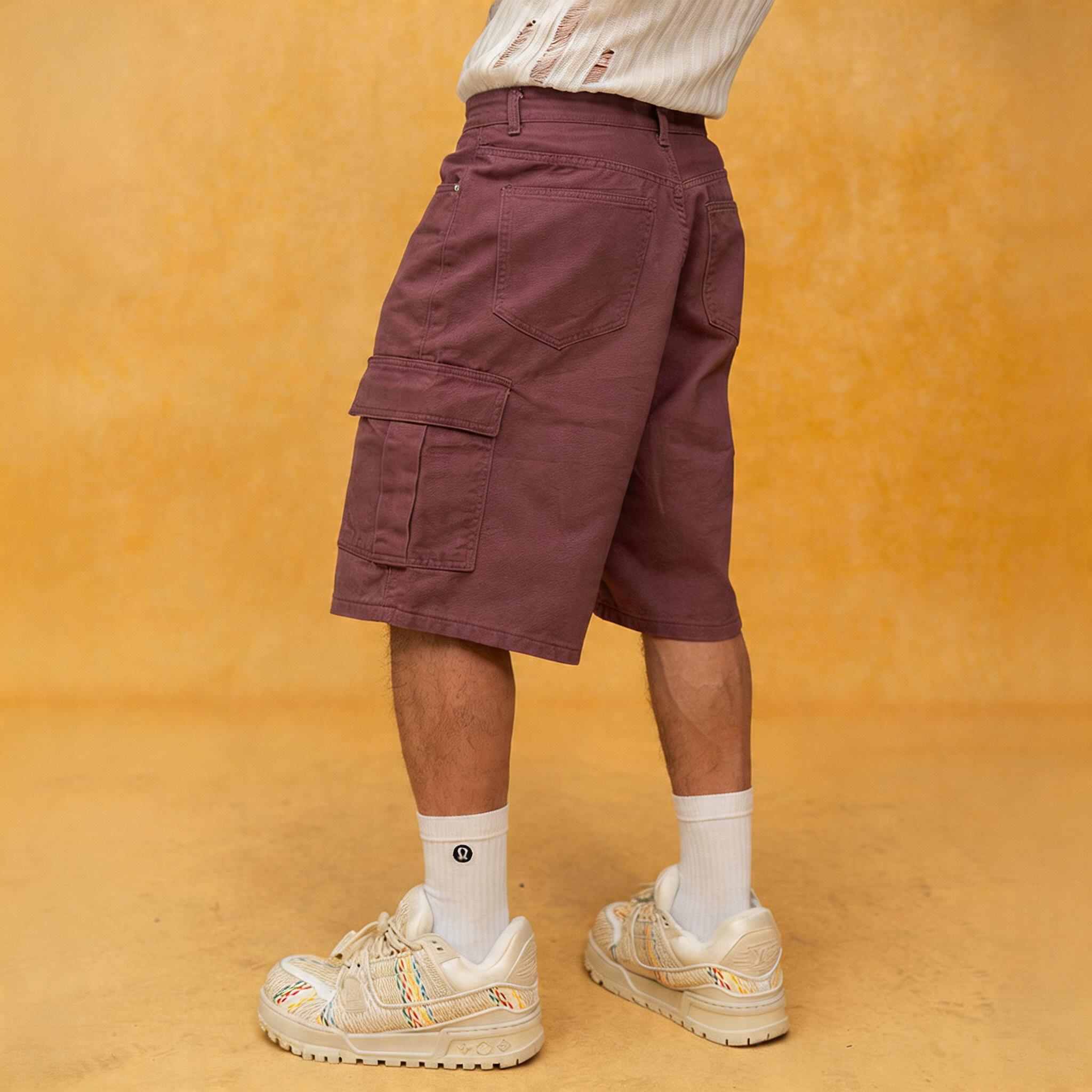 Men's Vintage Loose Cargo Denim Shorts
