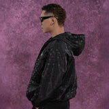 Black Polka Dot Hooded Windproof Jacket