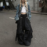 Removable Flap Loose Curved Nylon Pants