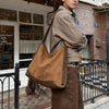 Suede Patchwork Metal Plaque Convertible Backpack