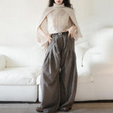 Loose Pleated Jacquard Stripe Drape Trousers