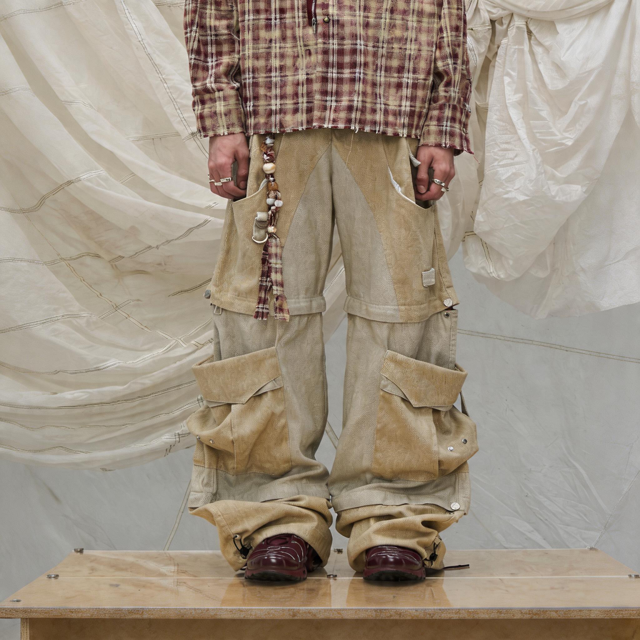 Multi-Length Detachable Patchwork Cargo Pants
