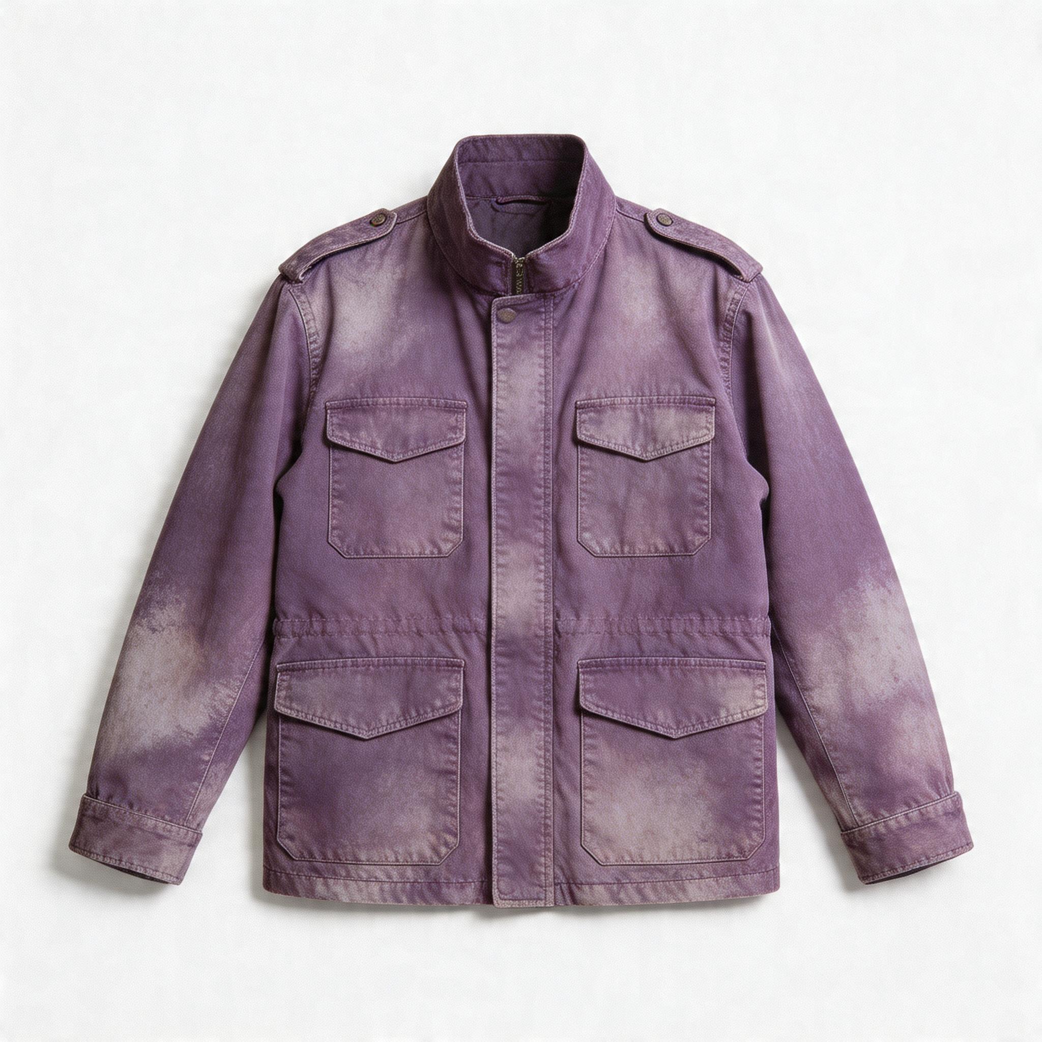 Plaid Hooded Smoke-Dyed Violet M65 Jacket