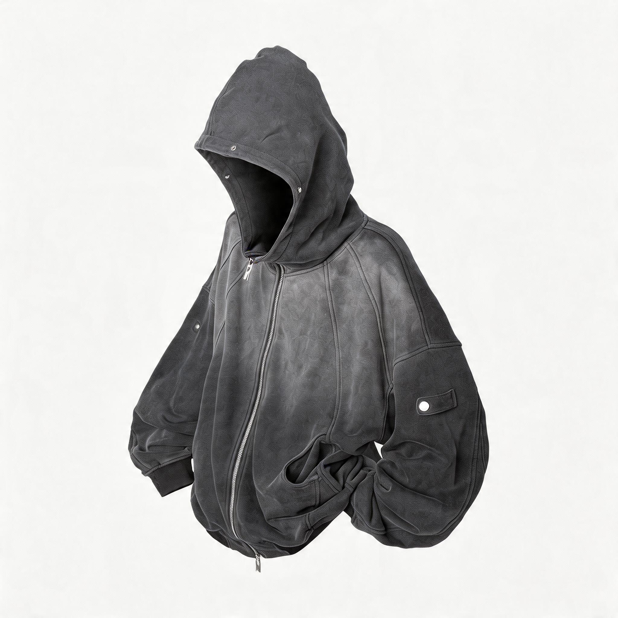 Gradient Washed Turtleneck Zip Pocket Sweatshirt