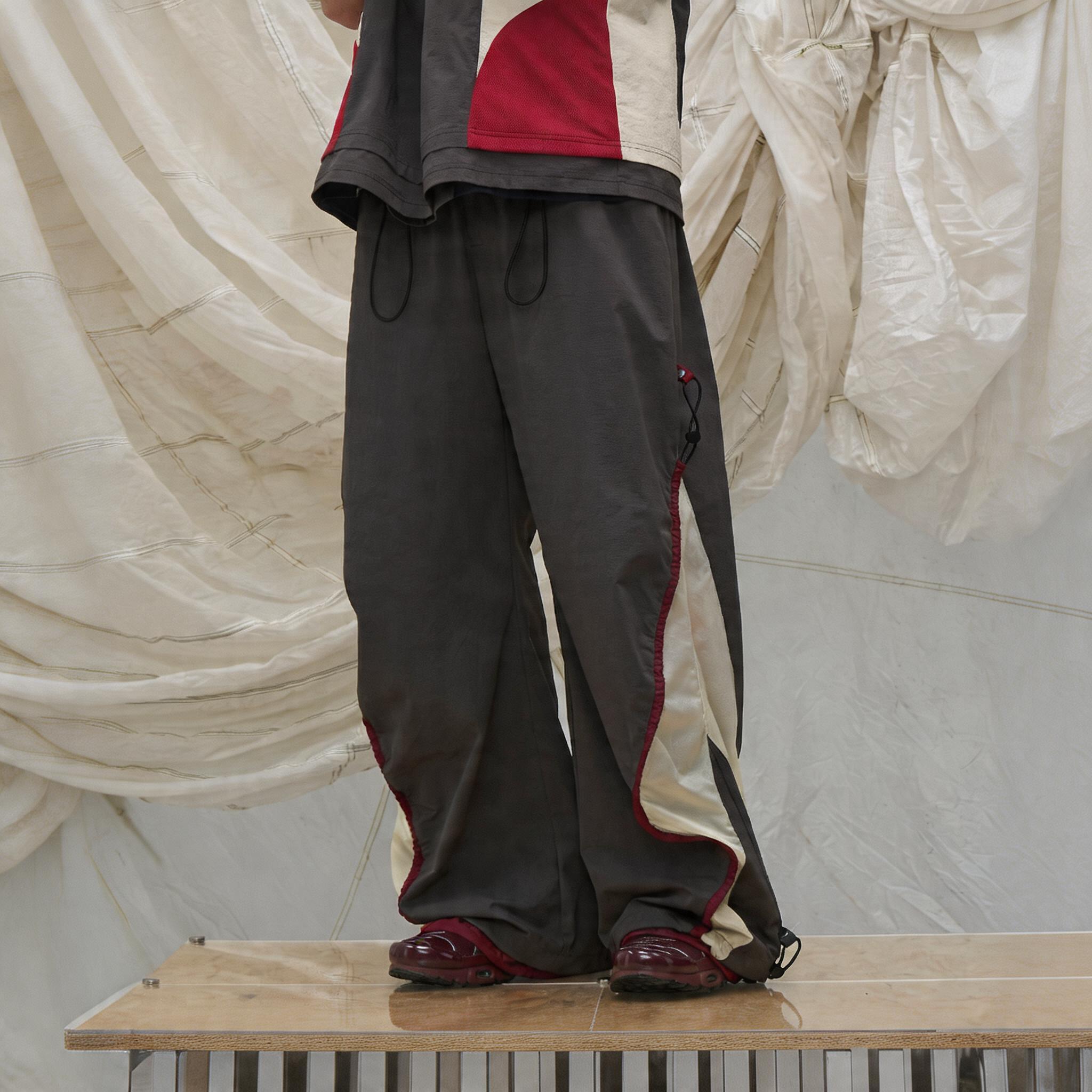 Contrast Paneled Double Cuffed Nylon Pants