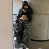 Coated Reverse Waist Cargo Pants