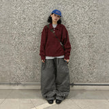 Coated Reverse Waist Cargo Pants