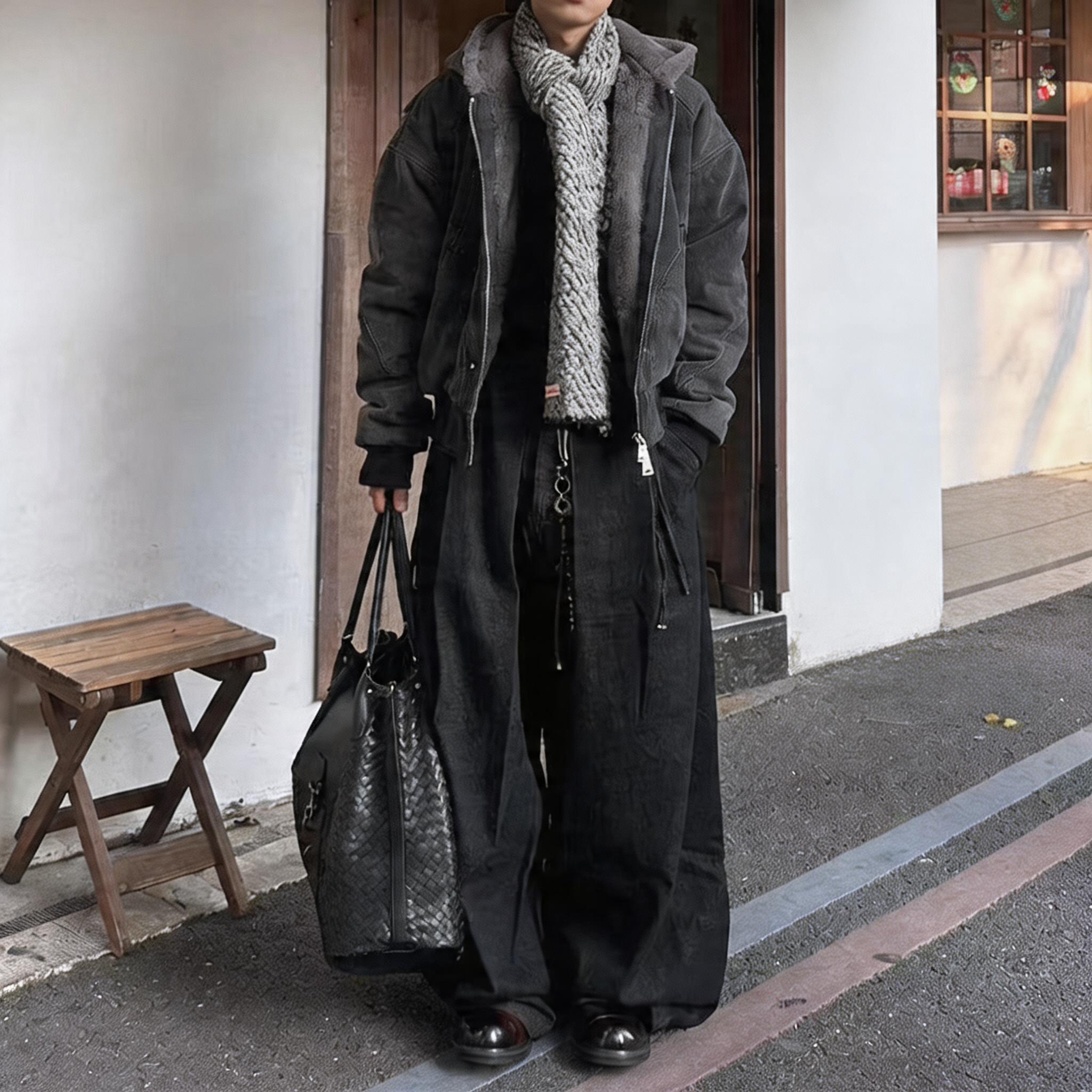 Double Wide Pleated Washed Kendo Jeans