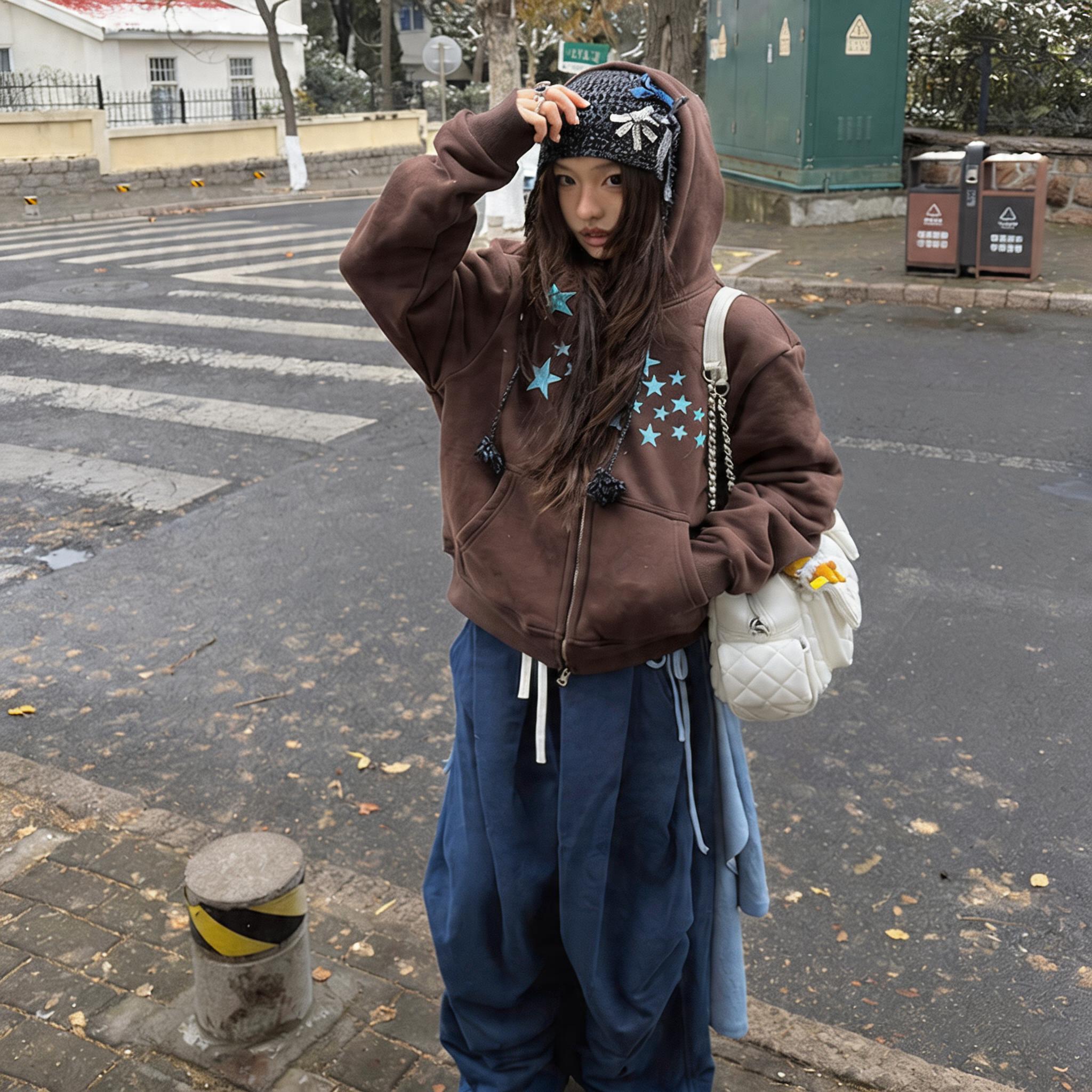 Double Waistband Plaid Pleated Sweatpants