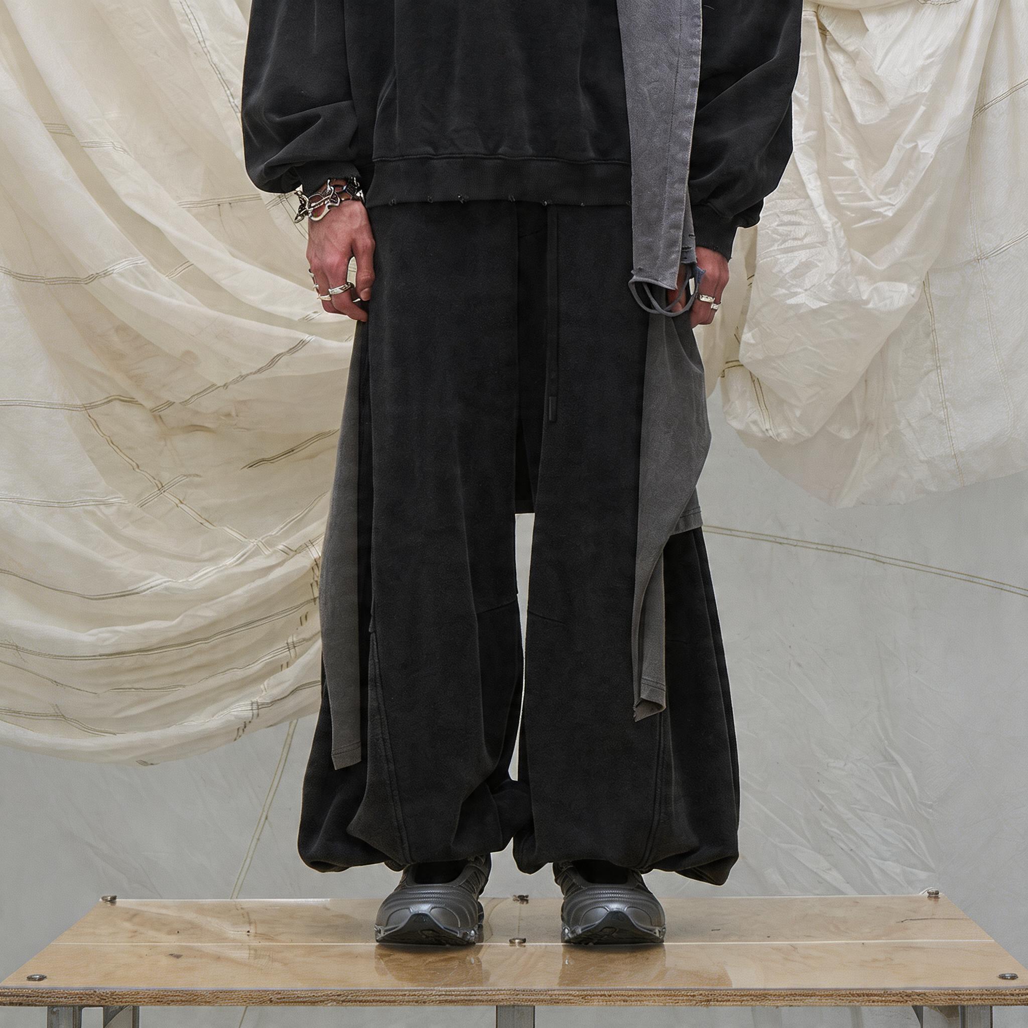 Casual Washed Detachable Tee Flap Sweatpants