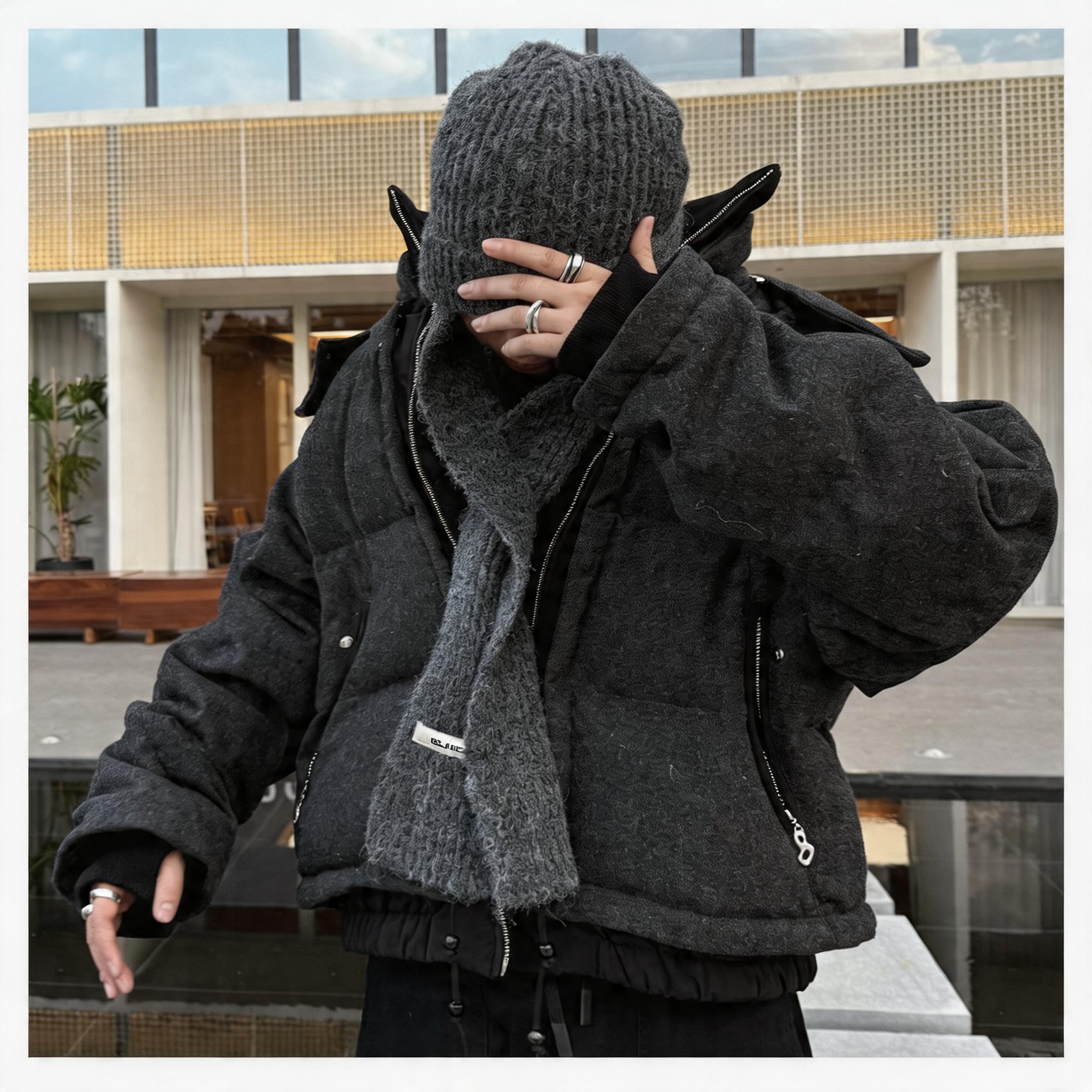 Layered Hooded Australian Wool Down Jacket