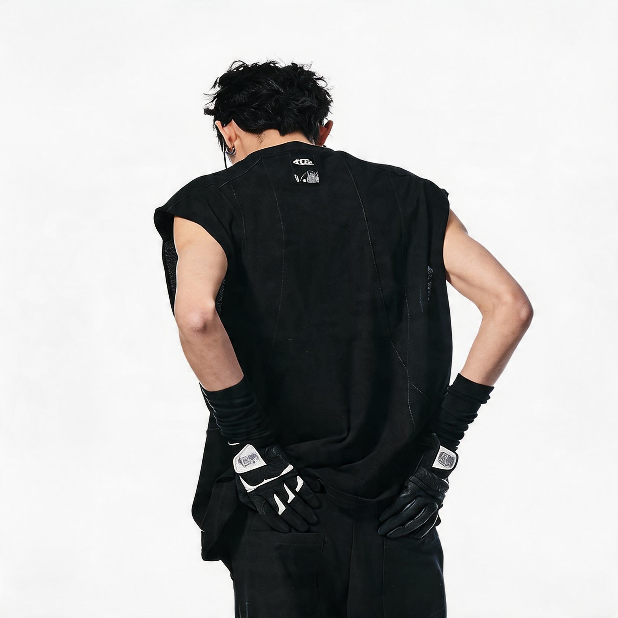 Black Deconstructed Padded Tank Top