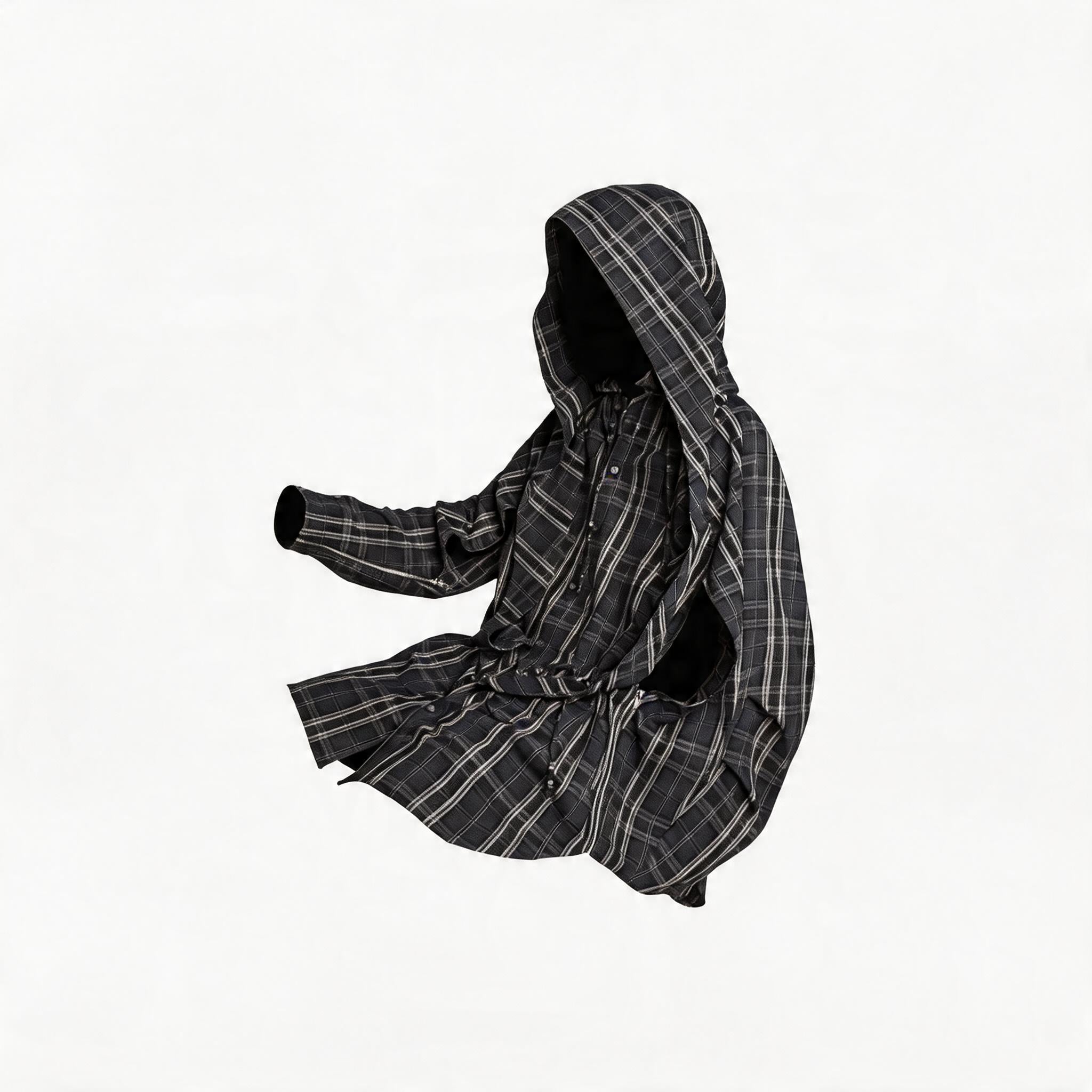 Dual Style Mid-Length Plaid Shirt Smock