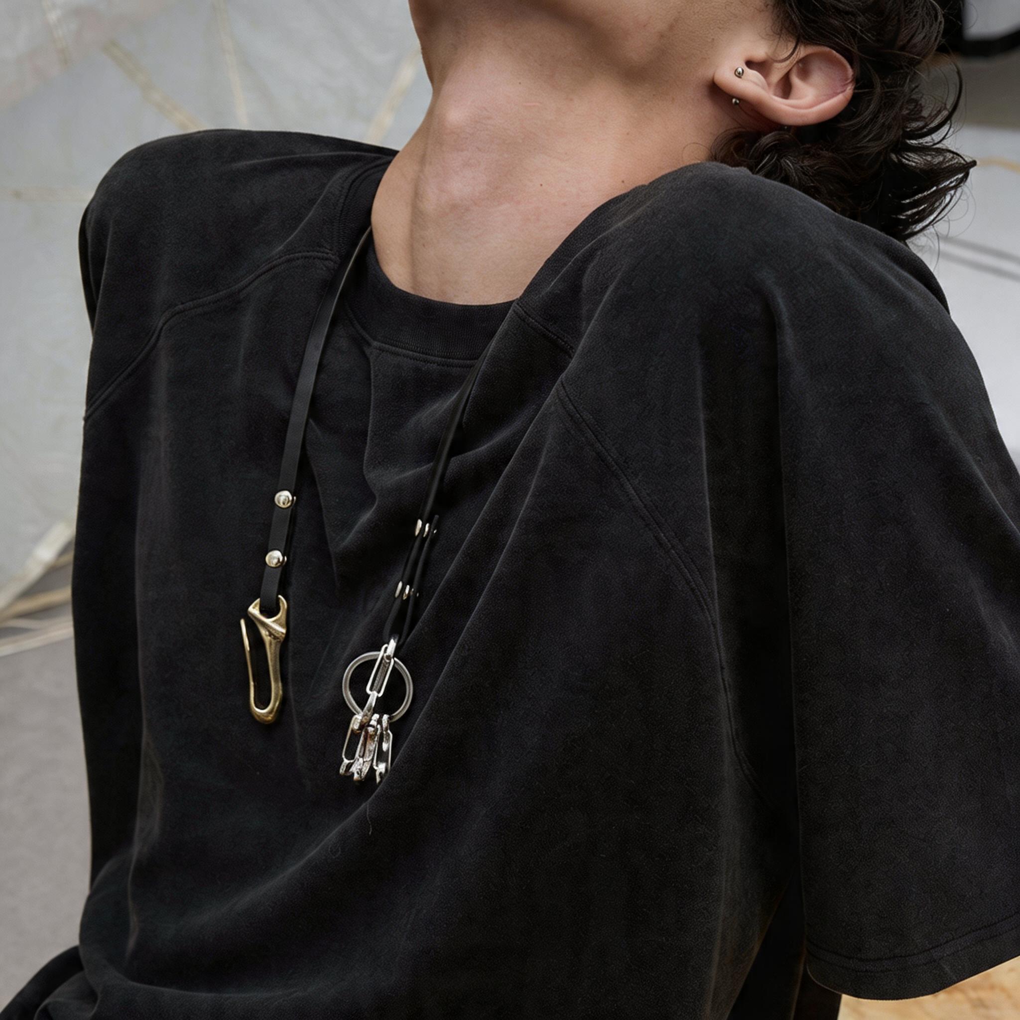 Double Hook Leather Rope Pants Chain
