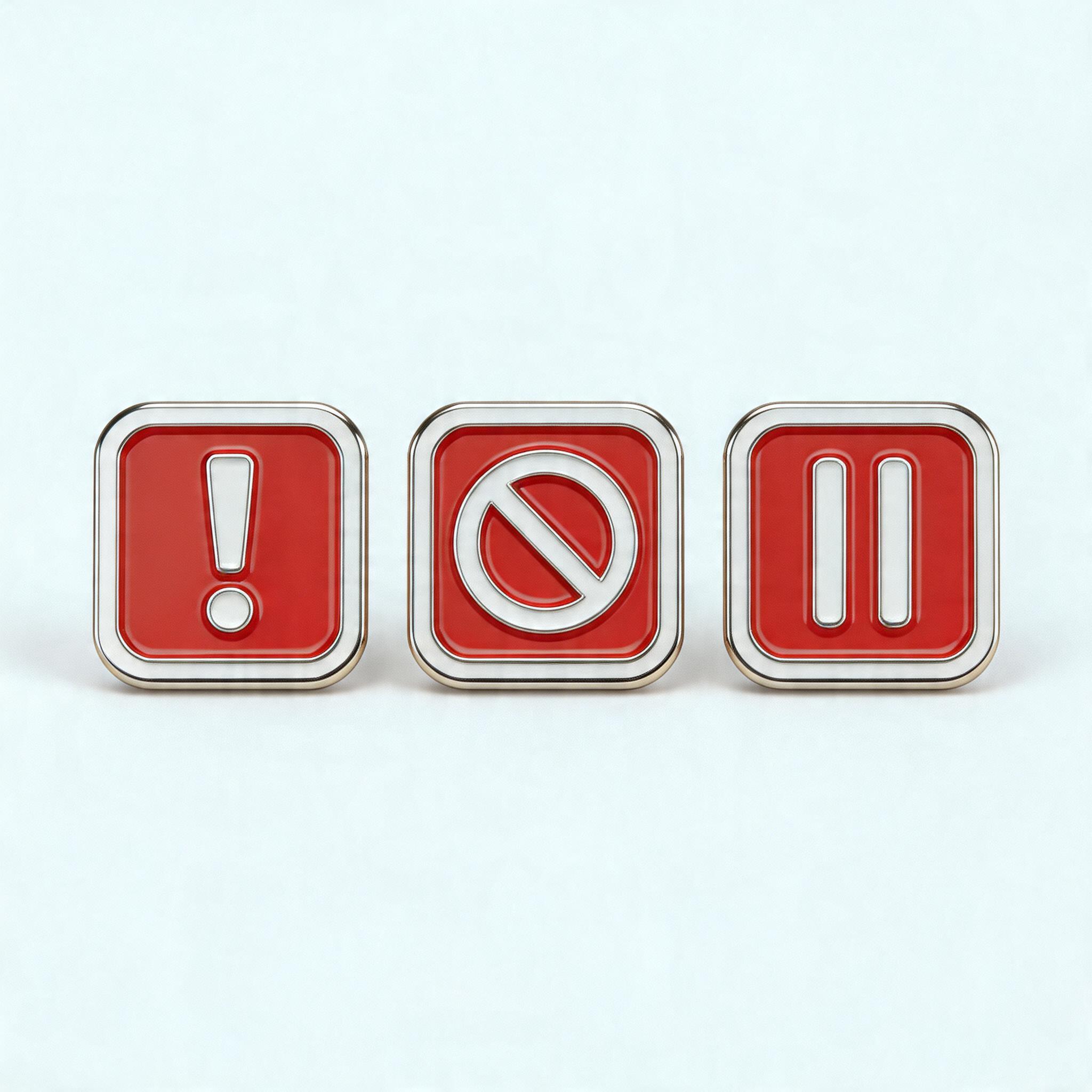 Set of Metal Status Label Badges