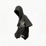 Distressed Denim Tee With Removable Hood