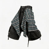 Washed Detachable Panel Denim Cropped Shorts