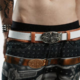 Vintage Honeysuckle Carved Buckle Leather Belt