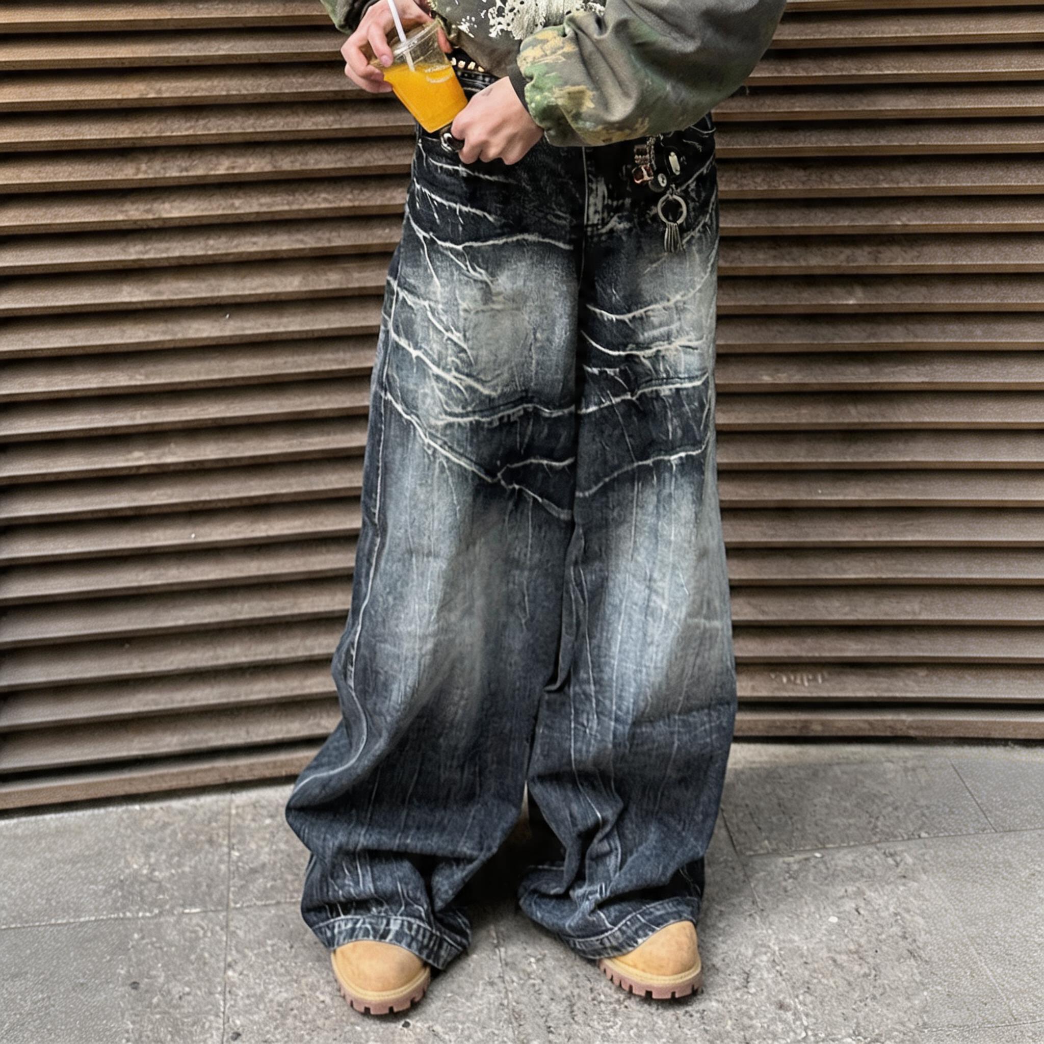 American Vintage Washed Distressed Baggy Jeans