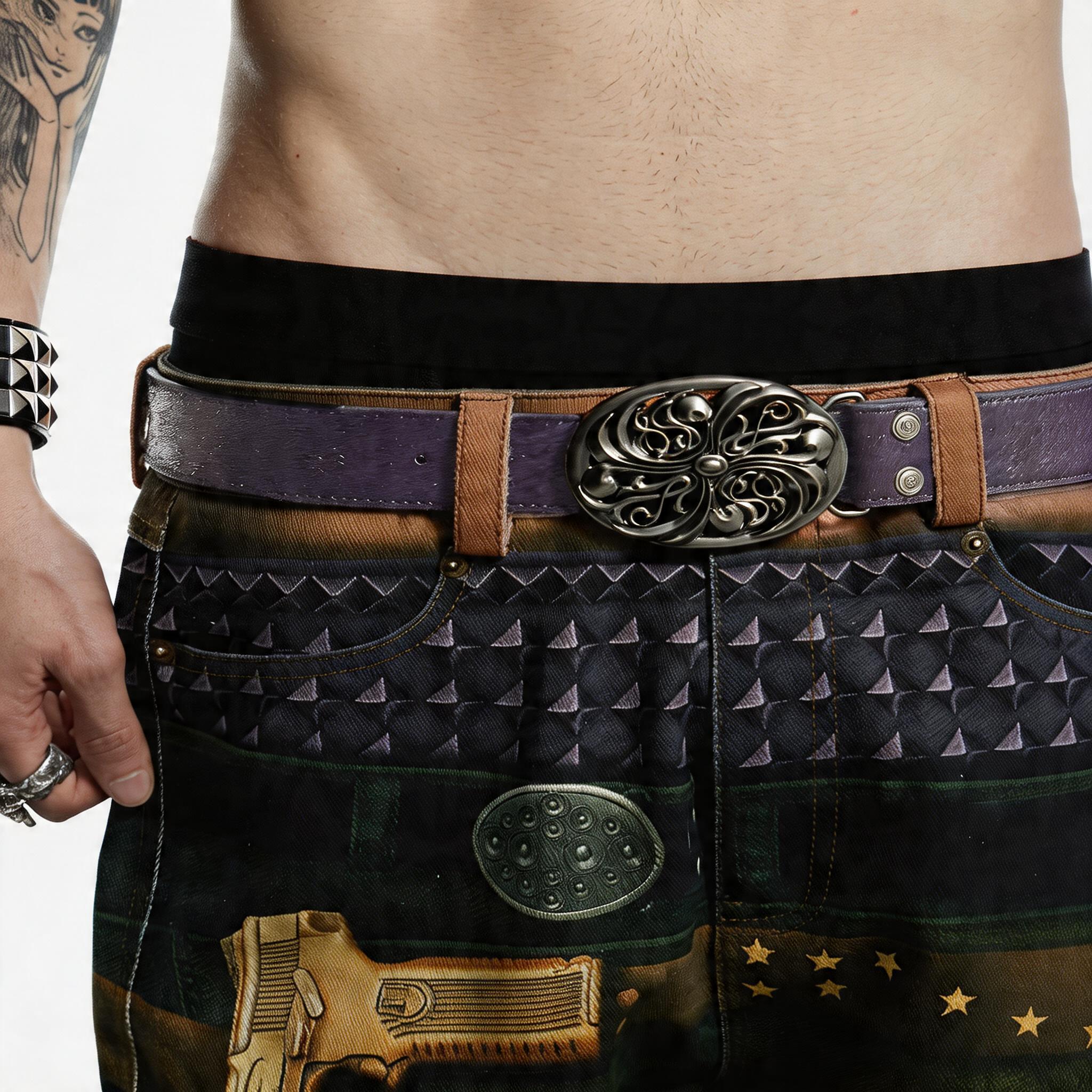Vintage Purple Horsehair Leather Belt