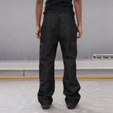 Double Zip Leather Patch Flared Jeans