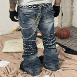Cleanfit Blue Distressed Straight Flared Jeans