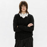 Men's Mock Shirt Collar Cable Sweater