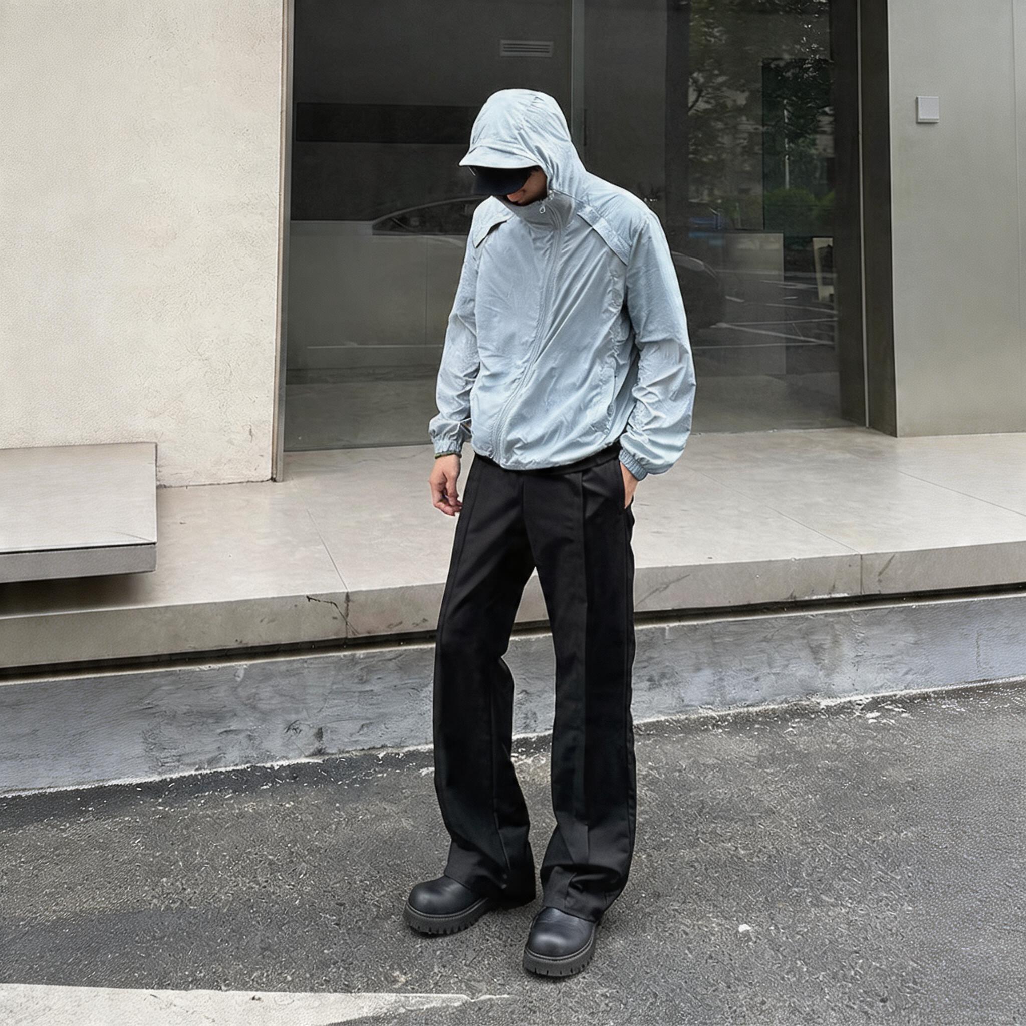 Men's Drawstring Waist Flared Suit Pants