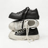 Unisex Distressed Low-Top Leather Platform Sneakers