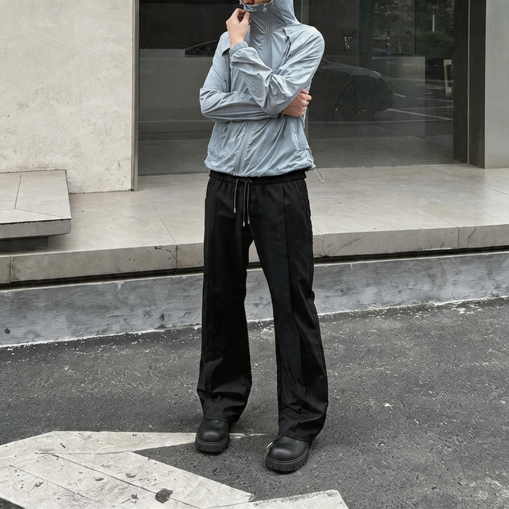 Men's Drawstring Waist Flared Suit Pants