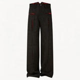Oil-Lined Color Block Straight Equestrian Pants