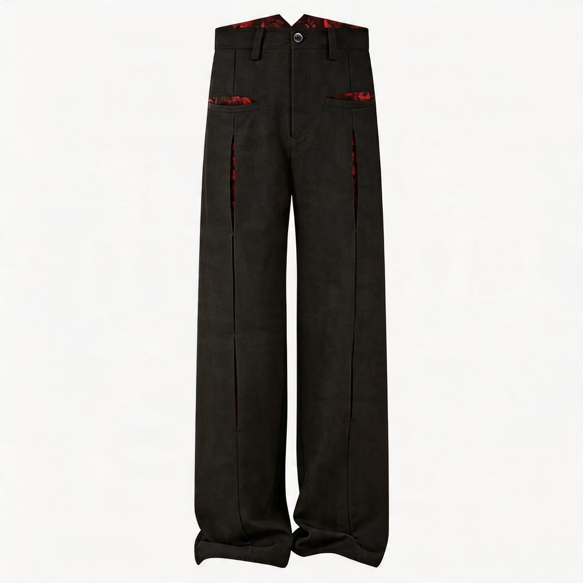 Oil-Lined Color Block Straight Equestrian Pants