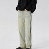 Yellow Washed Distressed Straight Jeans