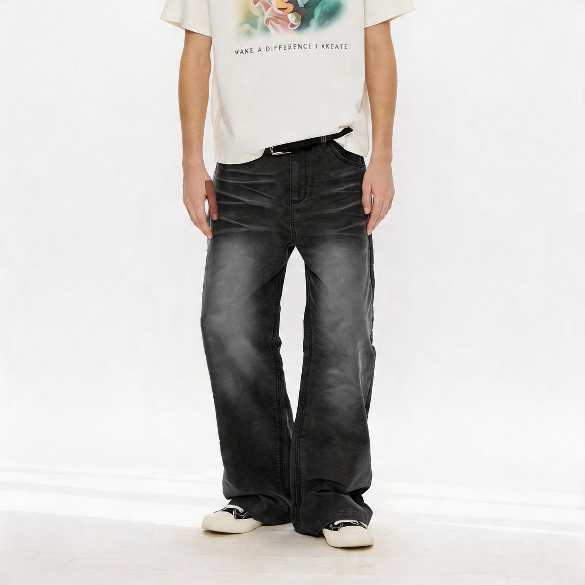 Men's Washed Fleece Relaxed Straight Jeans