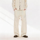 Straight Leg Drawstring Linen Tencel Pants