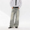 Washed Blue Gray Straight Leg Jeans