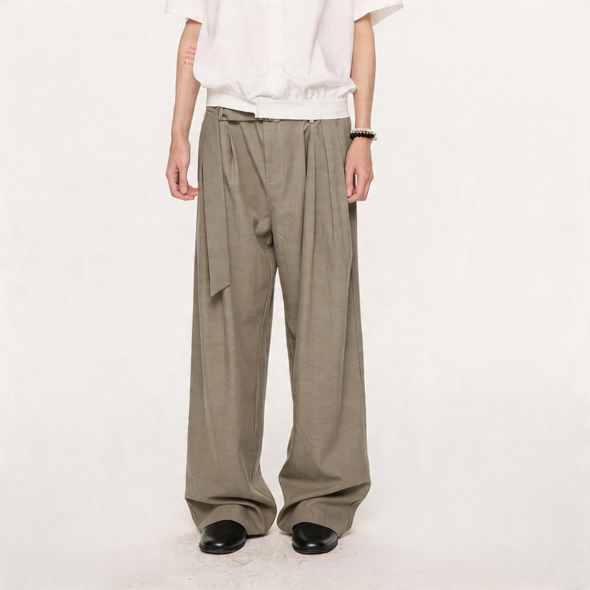 High Waist Wide Leg Belted Pants