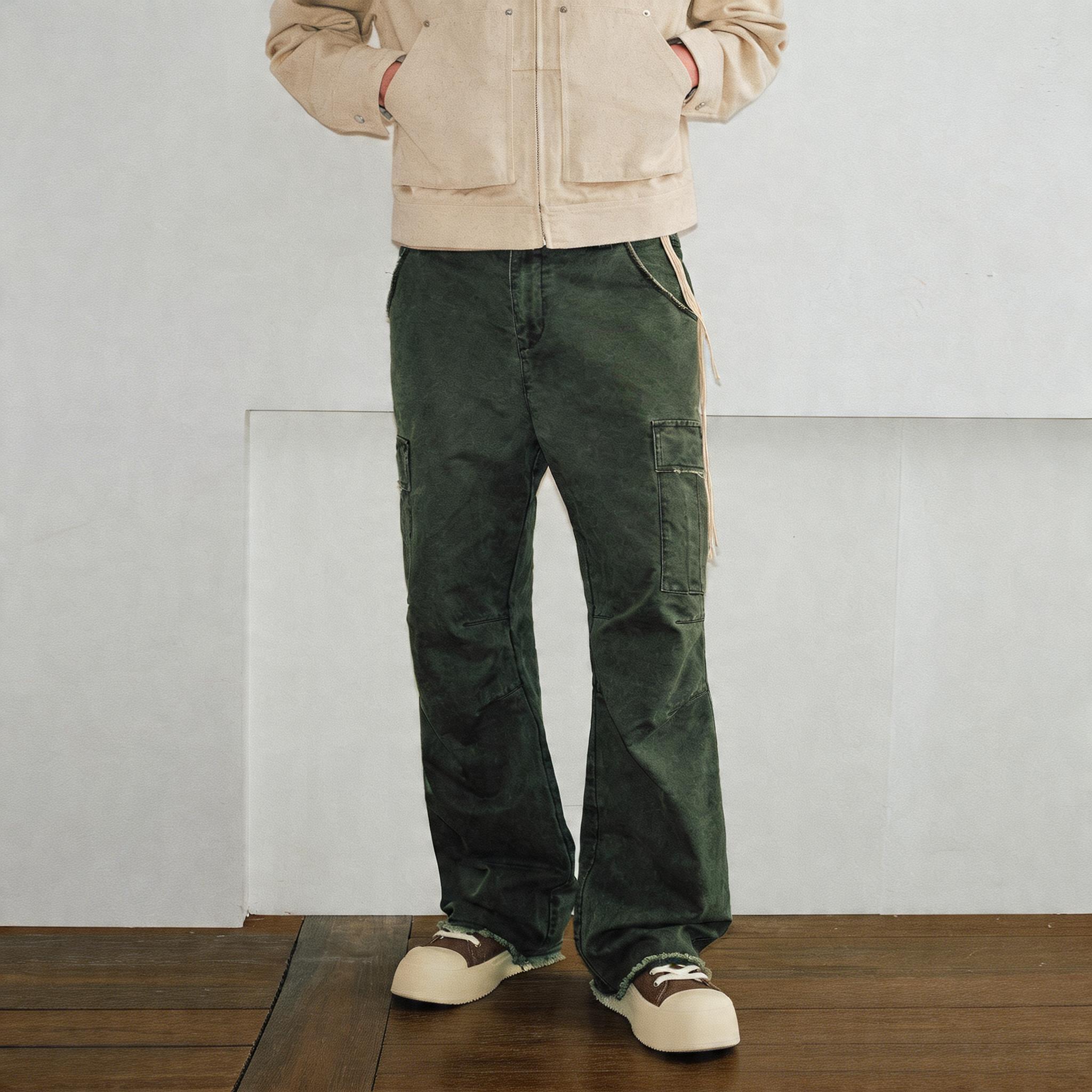 Men's Distressed Frayed Cargo Pants