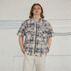 Men's Frayed Plaid Zip Short-sleeved Shirt