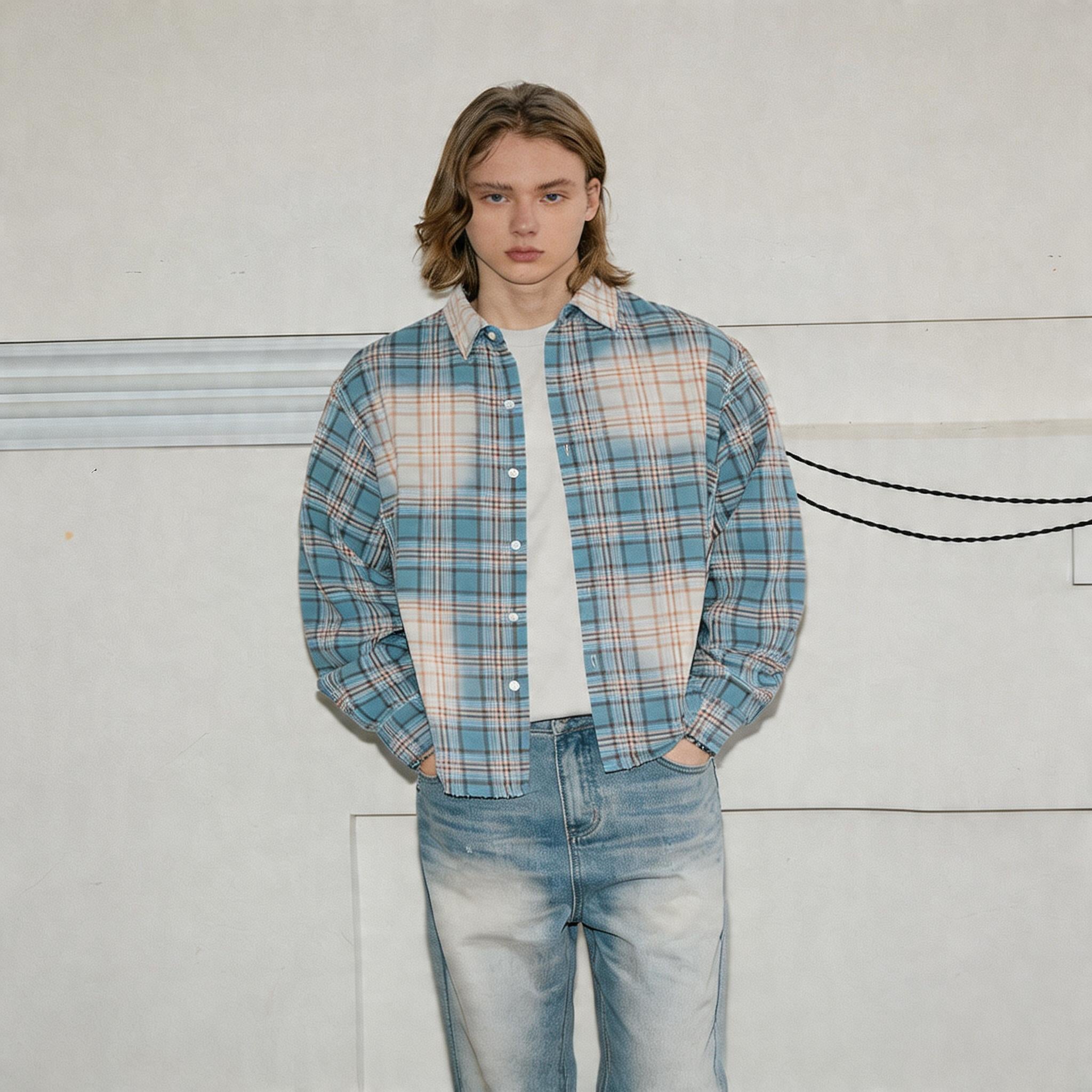 Vintage Wash Plaid Long Sleeve Shirt