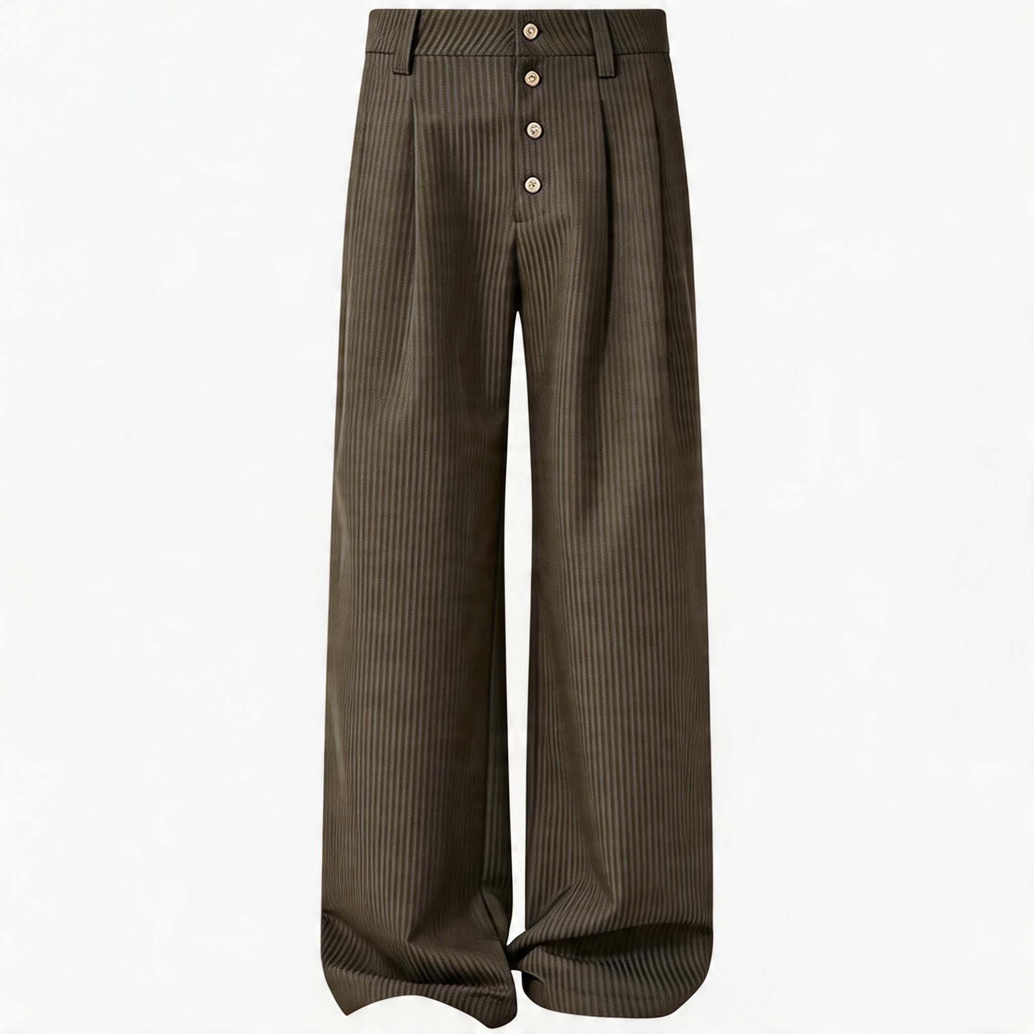 Nut Brown Pleated Straight Pants