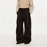 Men's Embroidered Curved Pleated Woolen Pants