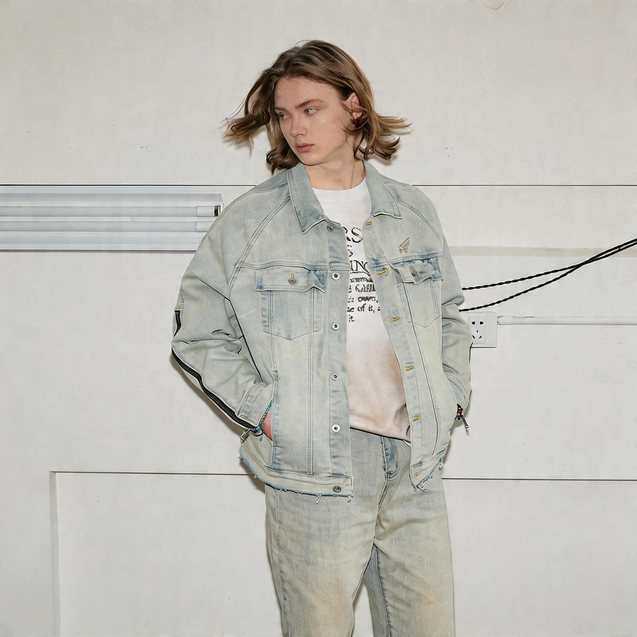 Mud Washed Distressed Denim Jacket